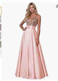 Women's Lien Rose Gold Evening Dresses Ball Dresses V-Necked Backs Of The Leadsmaid's Dresses Dinner Party Evening Dresses HZ0517
