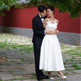 Studio Theme Retro Red Wall Light Wedding Dress Sen Outdoor Couple Photography Sling Long Trip To Take Pictures Of Flower Dress HZ0517