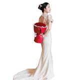 Flagsuit Evening Dress Women's High-End Small Luxury Dresses Wedding Dresses For Bride Banquet Chinese Champagne-Colored Engagement Dress HZ0517
