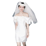 French Light Wedding Dress Bride With A Simple Temperament Of The Yarn Short Certificate Engagement Dress Small HZ0517