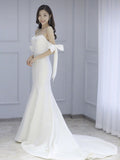 Simplicity Light Wedding Dress 2026 New Bride Wedding White Dress Fishtail Thin Tug Tail Simple Travel Yarn HZ0517