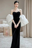 Black Toast Dress Bride Senior Famous Banquet Fishtail Engagement Skirt Temperament Host Breast-Wearing Evening Dress Woman HZ0517