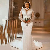 African Bride's Main Wedding Dress 2025 New Long Sleeve Grand Wedding Mermaid Repair Fishtail Wedding Winter HZ0517