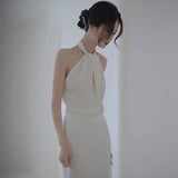 French-Style Seduced Light Wedding Dress 2026 New Bridal Temperament Simple Fishtail Welcome Out Yarn Chao Xian Neck Dress HZ0517