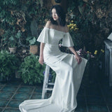 Light Wedding Dress Sen Bride Wedding 2026 New Simple Shoulder Fishtail French Hepburn Wind Trip To Shoot The Yarn HZ0517