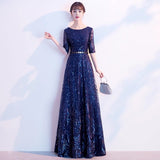 Art Exam Evening Dress Blue Female High-End Temperament High-End Host Red Song Chorus Performance Costume Adult Dress HZ0517