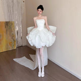 French Light Wedding Dress Small Morning Dress Woman 2026 New Breast-Wear Banquet Welcome Bing Phong Peng Engagement Dress Dress Dress HZ0517