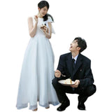 French Travel Shot Wedding Dress Super Fairy Temperament Certificate Registration Small White Dress Lineage Simple Engagement Dress HZ0517