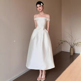 The Bride Went Out Light Wedding Dress Simple Light White Dens Down Dress Small Man Certificate Registration Small Dress HZ0517