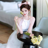 Bride Engagement Morning Robe Light Wedding Dress Small Dress Card Registration Small White Dress Banquet Birthday Dress HZ0517
