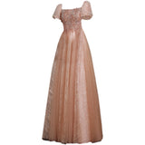 Golden Bubble Sleeve Dress Women's 2026 New Banquet Performance Chorus Stage Show Wedding Beauty Evening Dress HZ0517
