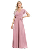 Evening Dress 2026 New Sexy Body Repair V-Neck Chiffon Dress Women's Party Bridesmaid Dress HZ0517