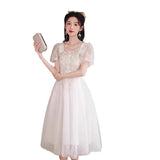 White French Evening Dress Female Fashion Banquet Fairy Temperament Summer Dress Daily Can Wear Graduation Ceremony HZ0517
