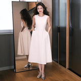 French-Style Densted-Faced Bridal High-End Light Luxury Niche Brides Sleeveless Engagement Dress Daily Certificate Registration Dress HZ0517