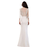 Fishtail Evening Dress Women's Autumn Banquet High-End Temperament Host Light Luxury Long White Dress HZ0517