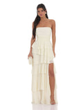 White Girded Lumbar Lotus Side Shoulder Dress Dress Dress Birthday Party Dress HZ0517