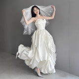 Smear The Thigh Dress Faswear Simple Niche French High-End Feeling Of Door Yarn Wedding Dress Dress HZ0517