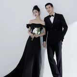 Black Evening Dress Woman 2026 New French Dingy Fishtail Light Luxury Small Wedding Dress HZ0517