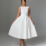 Women's Slings Light Wedding Dress 2026 Sexy Bare Back Dignified Round-Neck Temperament Waist Evening Dress HZ0517