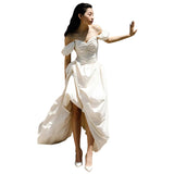 One-Word Shoulder Light Wedding Dress 2026 Spring New French Small Fashion Trend Travel Bride Welcome Yarn HZ0517