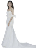 Simplicity Light Wedding Dress 2026 New Bride Wedding White Dress Fishtail Thin Tug Tail Simple Travel Yarn HZ0517