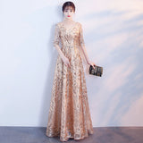 Banquet Evening Dress 2026 New Temperament Golden Lidity Dinner Host Dress Performance Choral Dress HZ0517