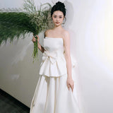 French Light Wedding Temperament Breast-Wearing Bow Engagement Dress Female Sen Family Super Fairy Bride Welcome Out Of The Light Wedding Dress HZ0517