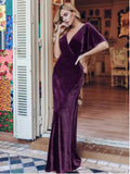 Velvet Banquet Evening Dress Fashion 2026 New Dress Atmospheric Elegant Fashion Evening Dress HZ0517
