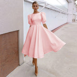 2026 New Solid-Colored Women's Dress Fashion Sexy Big Swing Short Sleeve Small Dress Dress HZ0517