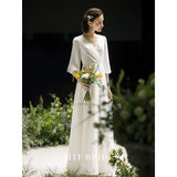 White Light Wedding Dress 2026 New Garden Teen Temperament Light Wedding Dress Simple French-Style Fasting HZ0517