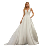 Shoulder Light Wedding Dress 2026 New Bride Simple A Version Of Bare Back Shot Small Drag Tail Thin Wedding Dress HZ0517