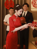 Bride Toast Suit 2026 New New Chinese Style Wine Red Dress Red Dress To The Engagement Cheongsam Toast HZ0517