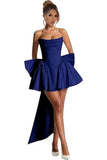 New One-Word Shoulder-To-Shoulder Evening Dress Bow Dress Short Ball Birthday Dress HZ0517