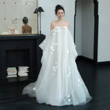 French Bra Light Wedding Dress Sweet New Bride High-End Light Luxury Wedding Morning Robe Go Out Yarn Welcome Tail Dress HZ0517