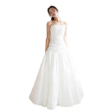 French Light Wedding Dress Sen Is Simple Brae Light Luxury Small Korean Banquet Temperament Long Evening Dress Ponbo Skirt HZ0517
