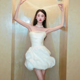 French Small Small Wedding Dress Bridal Bristling Short Ponbo Ponbo High-End Certificate Registration Engagement Dress HZ0517