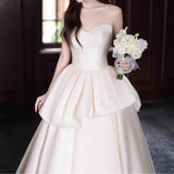 French Wedding Dress 2026 New Simple Small Tail Light Wedding Dress Bridal Yarn Welcome Dress HZ0517