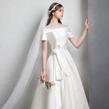 French Light Wedding Certificate Registration Dress Small White Dress Density Out Yarn Style Small Man Bride Engaged HZ0517