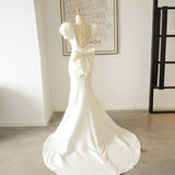 Fish-Tailed Vertiny Light Wedding Dress 2026 New Bubble Sleeve Simple Elegant Sexy Temperament Welcome Dew Back-To-Back Tail HZ0517