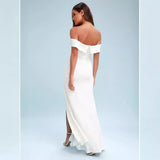 Station-Style Texture With A Word-In-One Sexy Bare Back Collared Tective-Style Open-Fork Dress Long Skirt Drag Skirt HZ0517