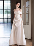 Light Wedding Dress Bridal 2026 New French Style Denswear Simple One-Word Engagement Dress Dress Light Luxury Niche HZ0517
