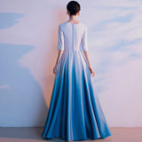 Grand Choir Performance Dress Female Dress Student Host Conducts Evening Dress National Wind Gradually Red Song Competition Costume HZ0517