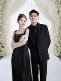 Korean-Style Stirling Simple Evening Dress Hepburn Style Banquet Temperament Studio Theme Couple Take Pictures Of Light Wedding Dress HZ0517
