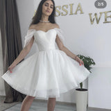 One-Word Shoulder-To-Shoulder Wedding Dress 2026 New Bridal French Niche Yarn Welcome Dress Engagement Small White Dress HZ0517