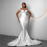 African Large-Size Wedding Dress New Fishtail Repair Bras Main Wedding Dress Mermaid Wedding Dress Woman HZ0517