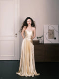 Light Luxury Bra-Sined Dress Morning Pat Dress 2026 New Golden New Chinese Bride Wedding Welcome Dress HZ0517
