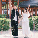 Certificate Registration Light Wedding Dress Bride Wedding Engagement Small White Dress Set Morning Robe Daily Back To The Door To Shoot Niche Dress HZ0517