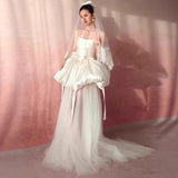 Mori's Super Fairy Bride's Morning Gown White Sling Dress Sweet And Spicy Waist-Wielded Short-Bossed Light Wedding Dress HZ0517