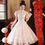 New Chinese Improved Cheongsam Toasting Bridal Engagement Evening Dress Pink Body Quality Sweet Dress High Sense HZ0517