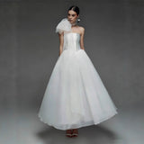 White Simple Dingy Light Wedding Dress 2026 New Sen Family Simple Wedding Dress HZ0517